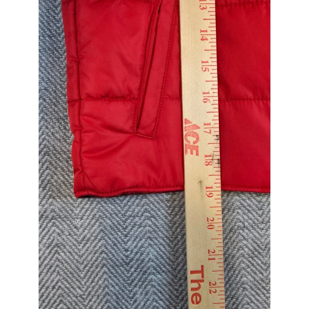 Carters Kid Red Puffer Vest Sherpa Collar Buffalo Plaid Lining Size 7 3J219010